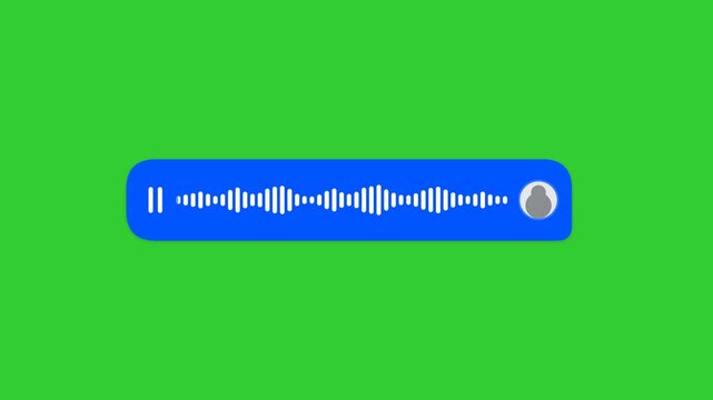 Modern Audio Voice Note Waveform UI Animation on Green Screen Background