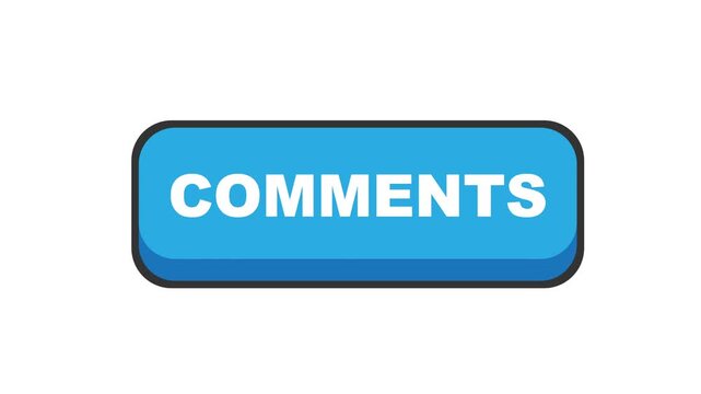 Blue Flat Style Comments Button Animation for Social Media Overlay Loop