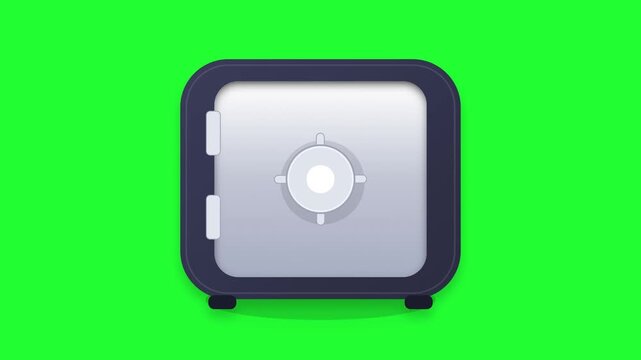2D Flat Bank Vault Security Animation on Green Screen Chroma Key Background