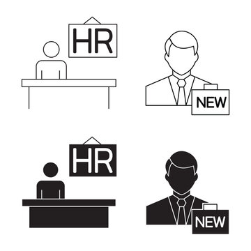 Human resources department and new employee vector icon set.Editable stroke, Vector illustration, Line art Icon, Symbols.
