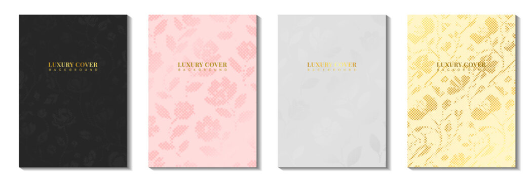 Luxury cover template collection with elegant floral pattern background for premium branding, Brochure, Magazine and Invitation design