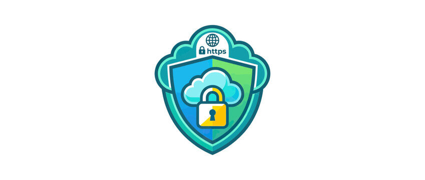 Secure Cloud Data Protection Badge with Lock Icon