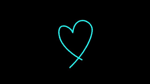 Hand Drawn Heart Outline Doodle Animation on transparent Background, Minimal Romantic Love Symbol Motion Graphic for Valentine and Wedding Design,4k
