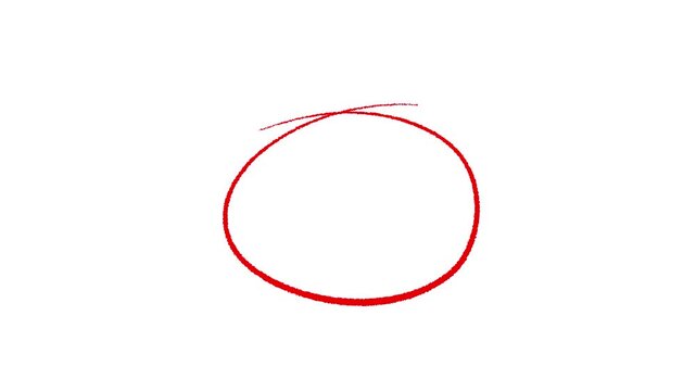 Hand Drawn Red Circle Scribble Animation on transparent Background, Sketch Highlight Marker Loop for Annotation, Presentation and Motion Graphics.