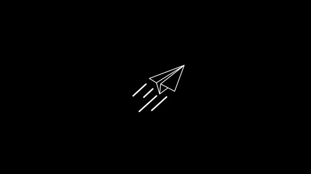 Paper Plane Icon for message sending concept. Paper Airplane Symbol for email and chat communication design. Send Message Icon for digital app interface,Line Art Startup,Motion Graphics 4K.