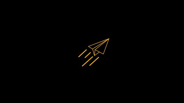 Paper Plane Icon for message sending concept. Paper Airplane Symbol for email and chat communication design. Send Message Icon for digital app interface,Line Art Startup,Motion Graphics 4K.