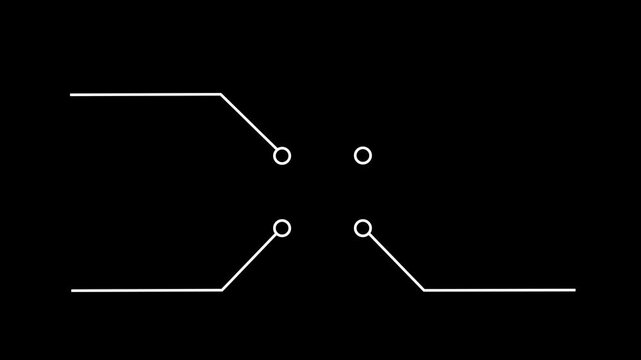 Network Connection, Hub, Social Network Isolated Flat Line Icon. molecule icon. compound of molecular structures PNG Alpha.Concept of Data Cables Transferring Information. 4k animation.