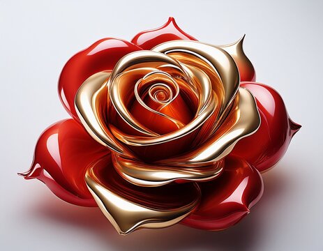 Stunning abstract gold and red rose bloom symbolizing love, luxury, and elegance in a modern, artistic presentation perfect for premium branding.