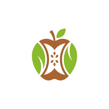 Eco apple core logo design element on transparent background