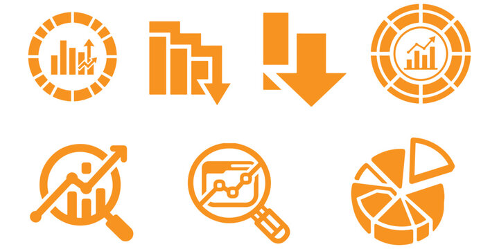 Flat design business analytics icons set