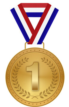 Gold Medal First Place Award Icon. Victory, Achievement & Top Performance Recognition for Commercial Success.