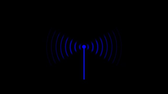 Abstract technology wireless signal icon white color animation. Black background 4k Motion Graphics Animation Concept...