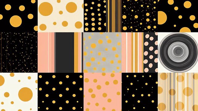 Digital retro hand drawn colorful geometry pattern background