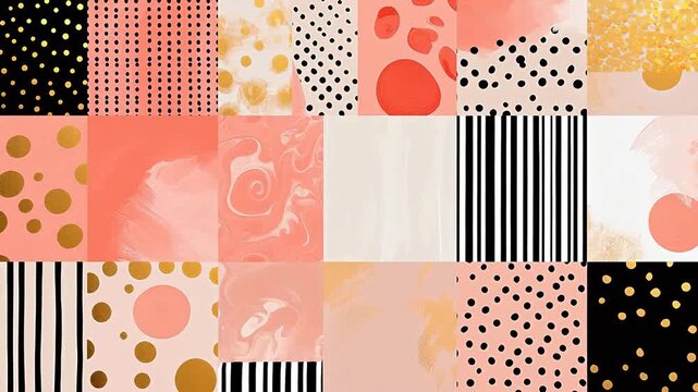 Digital retro hand drawn colorful geometry pattern background