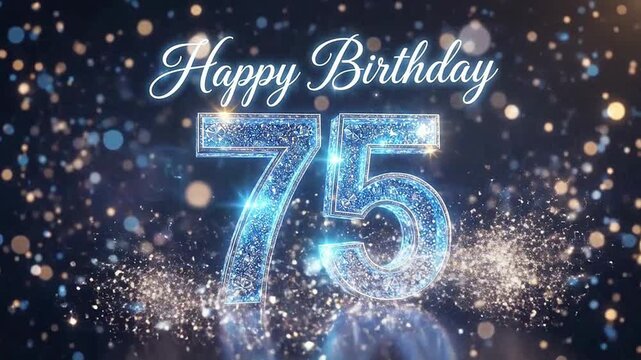 Happy Birthday 75 Celebration with Sparkling Numbers and Confetti