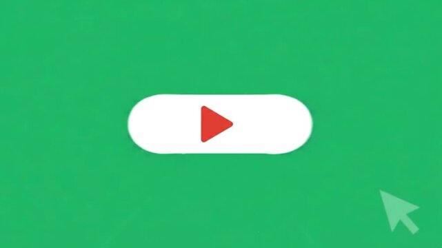 Clicking play button on green background with mouse cursor