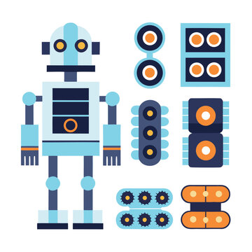 Blue robot character constructor kit with parts artificial intelligence toy robot action figure robot part robotics