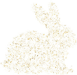 Golden Glitter Rabbit Silhouette, Scattered Confetti Particles, Easter Bunny Shape, Festive Sparkle Design, Abstract Animal Form, Elegant Celebration Element, Spring Holiday Theme, Modern Dot Art, Gol © Village Studio 12