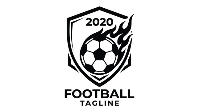 Football logo with flames and year 2020.