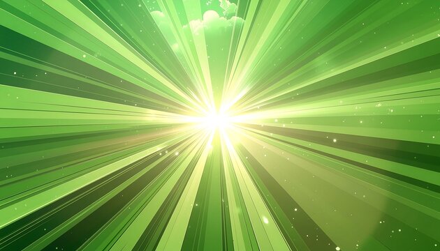 Green Background with Dynamic Pattern and Radiant Burst