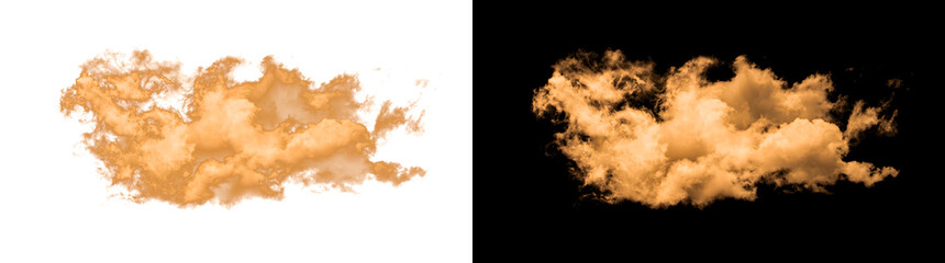 Amber cloud smoke drifting with soft fluffy texture and warm glowing gradient shape for design projects in PNG, Transparent and Black Background Versions for editing © Crafter