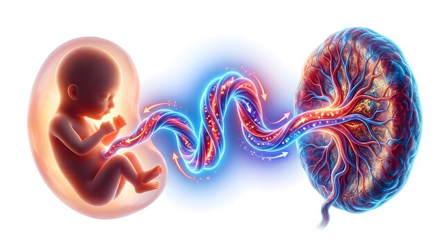 Fetal blood flow through the umbilical cord diagram