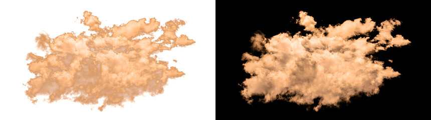 Peach cloud smoke drifting with soft fluffy texture and warm glowing gradient shape for design projects in PNG, Transparent and Black Background Versions for editing © Crafter