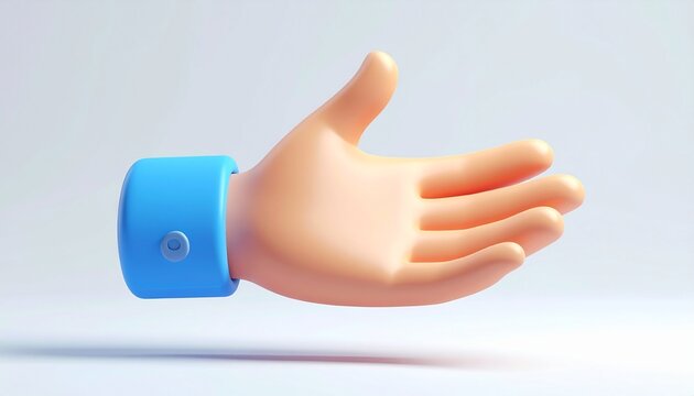 Floating 3D Hand Icon with Upward Hand