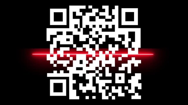 new year holidays qr code icon information scan. Motion graphics of QR code black background,4k