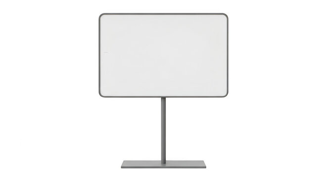 Blank horizontal sign board with metal stand isolated on transparent background