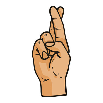 Crossed Fingers Hand Gesture Illustration