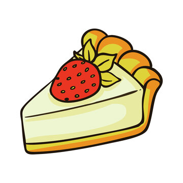Strawberry Cheesecake Slice Illustration