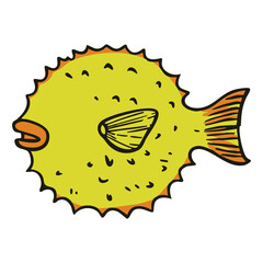 Puffer Fish Sea Animal Illustration © nikagraphic