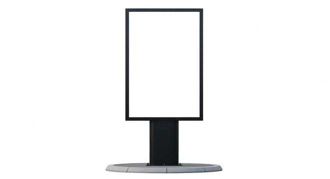 Blank vertical billboard stand for outdoor advertising isolated on transparent background