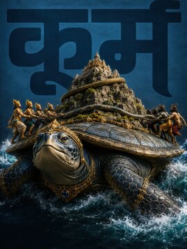 Kurma Avatar of Lord Vishnu During Samudra Manthan Churning of the Ocean Hindu Mythology