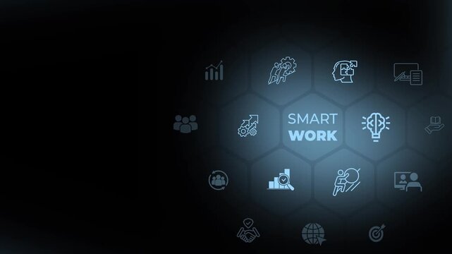 Work smart not hard concept. Blending both hard work with smart work and becoming efficiently effective. Increasing productivity performance.  Animation of smart work. 4k video. 