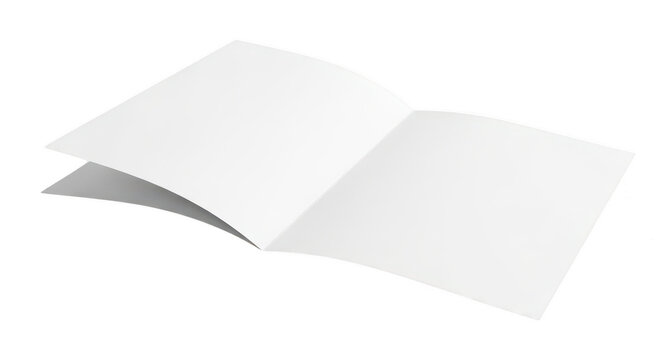 Open blank brochure or magazine mockup isolated on transparent background