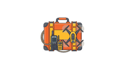 Naklejka premium Illustration of a drone and remote control inside a professional hard protective case.