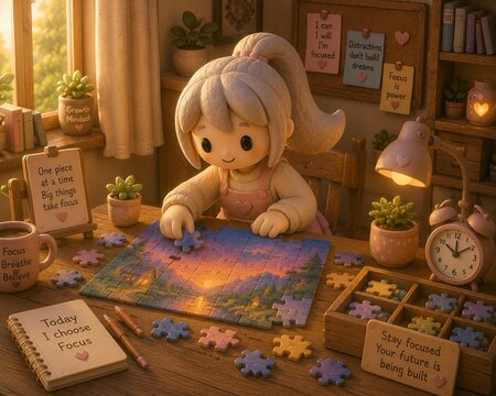 Cute 3D Clay Girl Watering a Glowing Flower in a Peaceful Garden