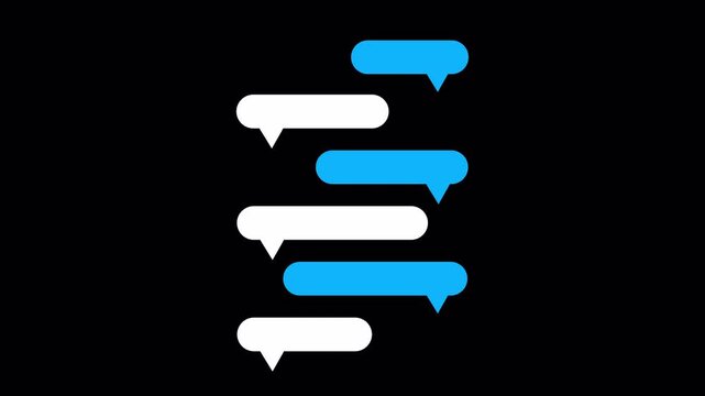 Message Typing Animation with Animated Chat Bubbles, Incoming Text Messages, Transparent Background, Alpha Channel Motion Graphic for Social Media and Messaging Videos in 4K