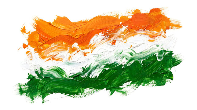 Indian flag colors abstract paint strokes