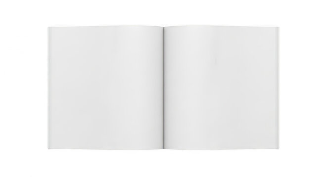 Open blank book with empty pages for design isolated on transparent background
