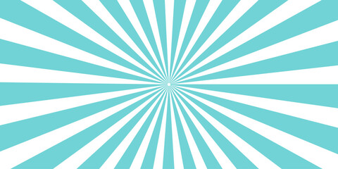 A vibrant and dynamic aqua and white sunburst pattern radiates from a central point, creating a visually striking background with a sense of energy and expansion. © Mafuza Studio