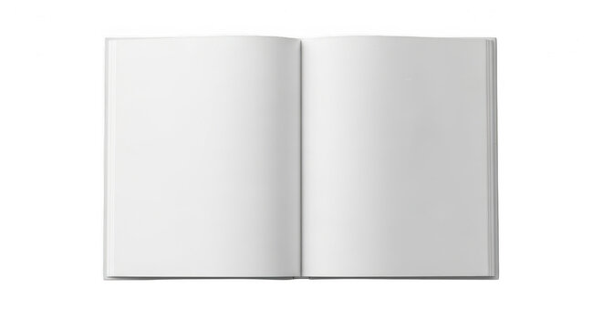 Open book with blank white pages for your design isolated on transparent background