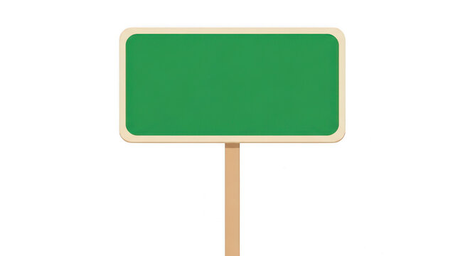 Blank green wooden sign post for information isolated on transparent background