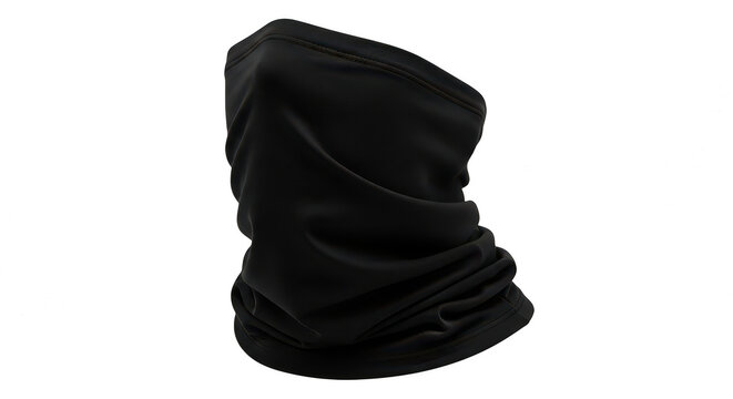 Black neck gaiter for outdoor sports and winter protection isolated on transparent background