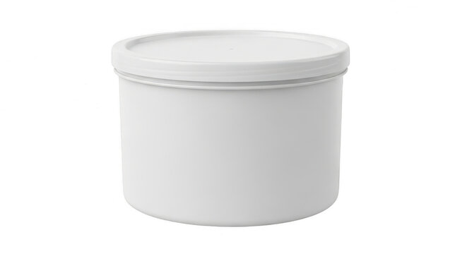 Small white plastic container with a secure lid isolated on transparent background