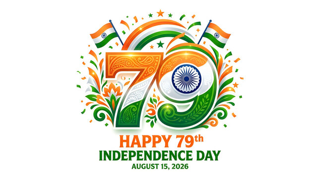 Happy 79th independence day of india celebration graphic