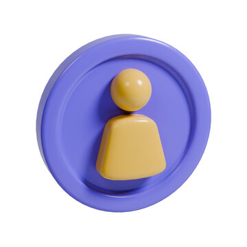 Perspective 3D Glossy Blue User Profile Icon Button for Web and Social Network Design Illustration