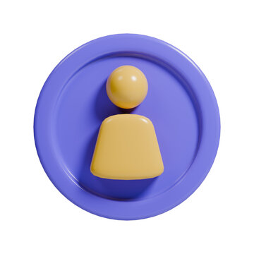 3D Glossy Blue User Profile Icon Button for Web and Social Network Design Illustration